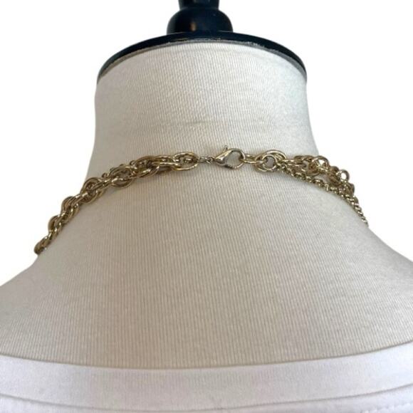 Women’s Necklace Double Strand Tassel Glass Bead Brown Gold 18/20” Length - Picture 9 of 11